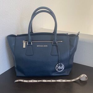 Michael Kors Dark Navy Blue Leather Satchel.